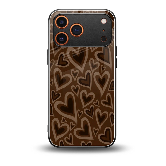 Toasty Brown Hearts back phone cover | glass case for iphone 17 pro max
