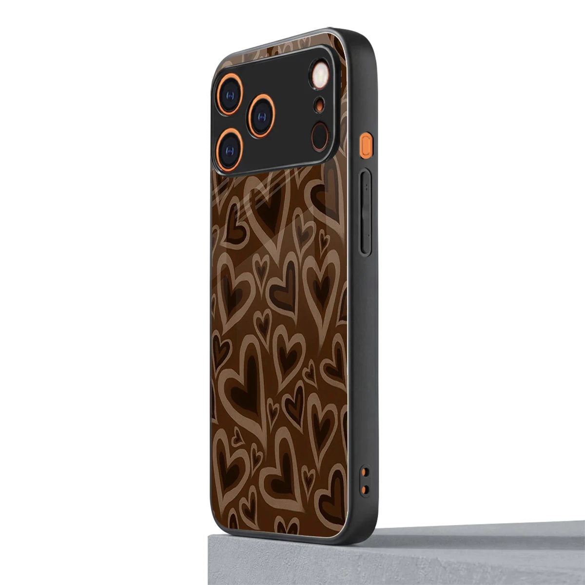 Toasty Brown Hearts iphone 17 pro max mobile cover | shockproof glass phone case