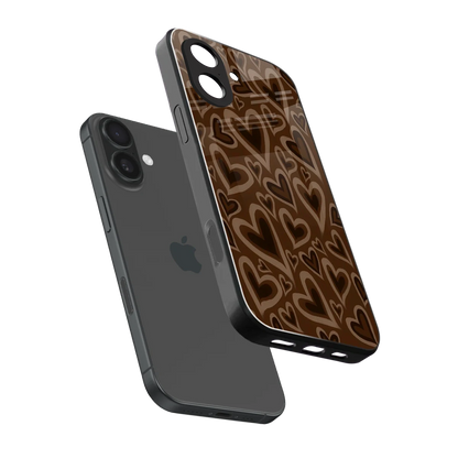 Toasty Brown Hearts sleek iphone 17 cover with tempered glass back and TPU edges