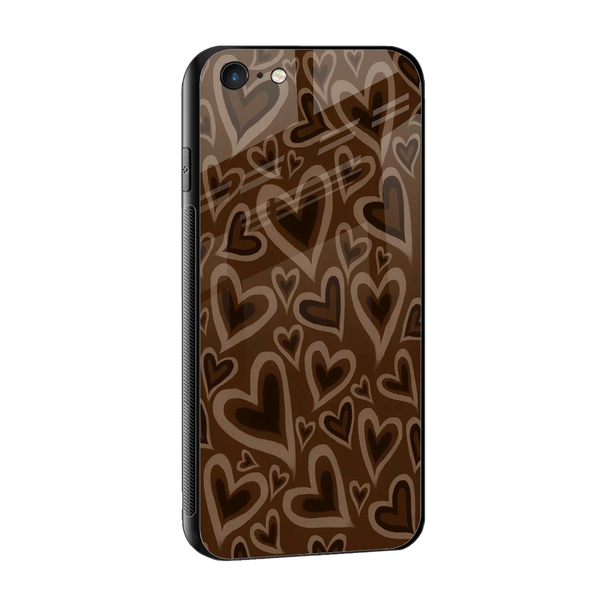 Toasty Brown Hearts sleek iphone 6s plus cover with tempered glass back and TPU edges