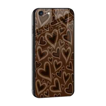 Toasty Brown Hearts sleek iphone 6s plus cover with tempered glass back and TPU edges