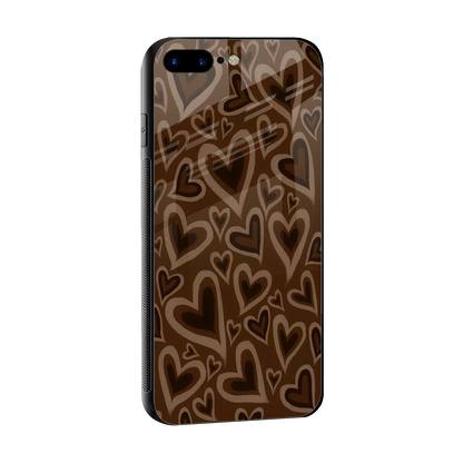 Toasty Brown Hearts sleek iphone 7 plus cover with tempered glass back and TPU edges