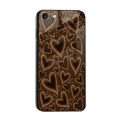 Toasty Brown Hearts sleek iphone 7 cover with tempered glass back and TPU edges