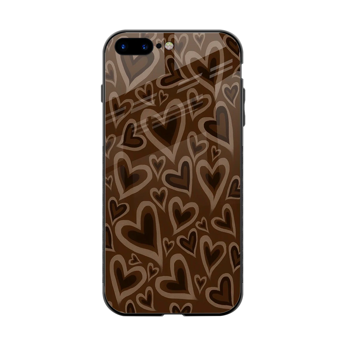Toasty Brown Hearts back phone cover | glass case for iphone 7 plus