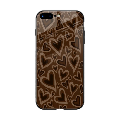 Toasty Brown Hearts back phone cover | glass case for iphone 8 plus