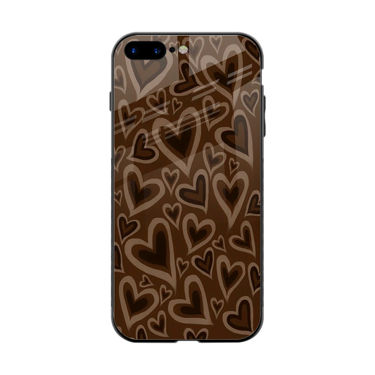 Toasty Brown Hearts back phone cover | glass case for iphone 8 plus