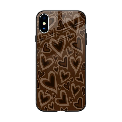 Toasty Brown Hearts back phone cover | glass case for iphone x