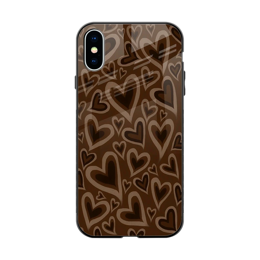 Toasty Brown Hearts back phone cover | glass case for iphone x