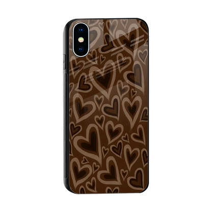 Toasty Brown Hearts sleek iphone x cover with tempered glass back and TPU edges