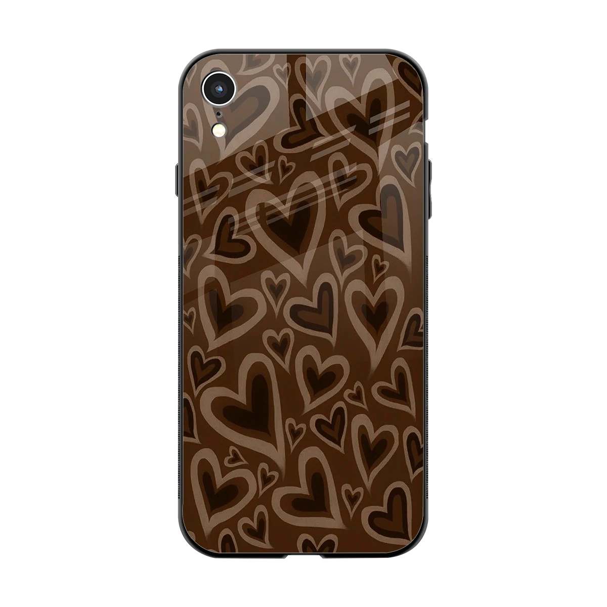 Toasty Brown Hearts back phone cover | glass case for iphone xr