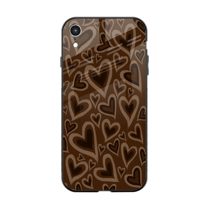 Toasty Brown Hearts back phone cover | glass case for iphone xr