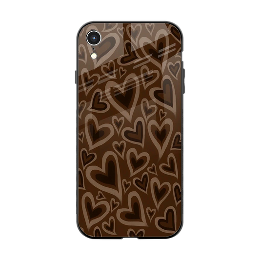 Toasty Brown Hearts back phone cover | glass case for iphone xr