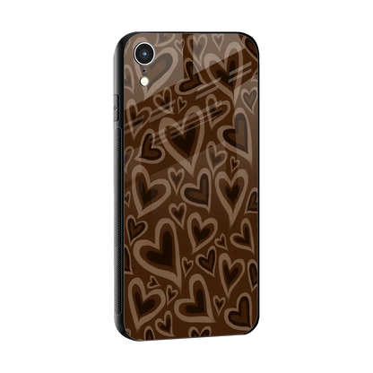Toasty Brown Hearts sleek iphone xr cover with tempered glass back and TPU edges