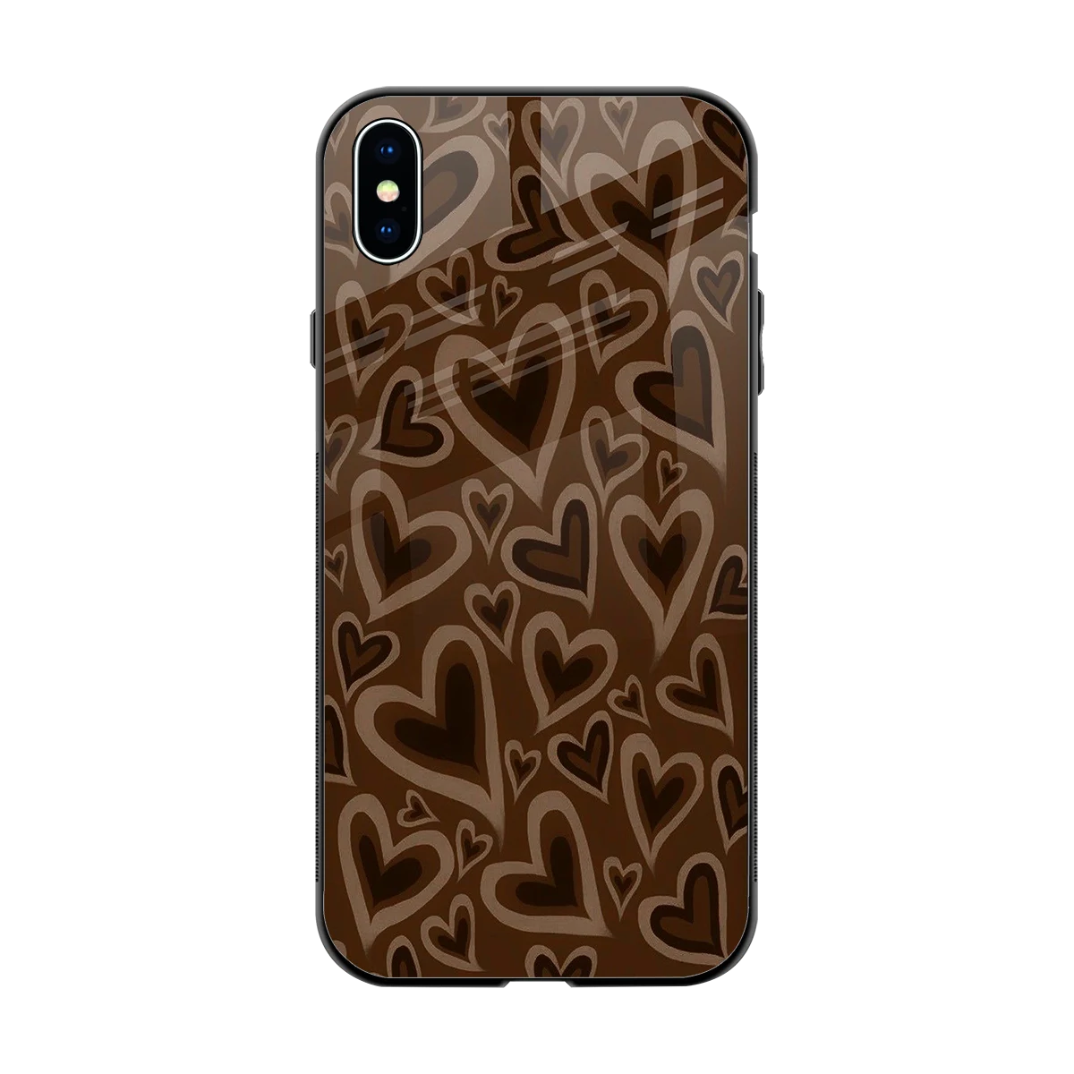 Toasty Brown Hearts back phone cover | glass case for iphone xs max