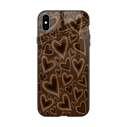 Toasty Brown Hearts back phone cover | glass case for iphone xs max