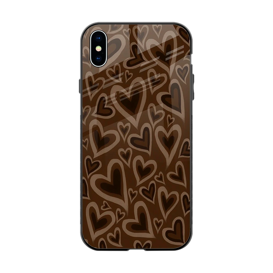 Toasty Brown Hearts back phone cover | glass case for iphone xs max