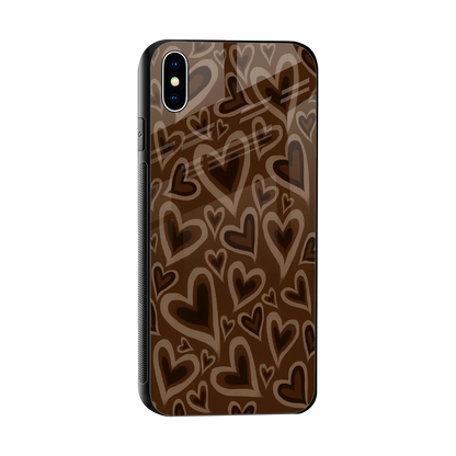 Toasty Brown Hearts sleek iphone xs max cover with tempered glass back and TPU edges