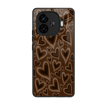 Toasty Brown Hearts back phone cover | glass case for iqoo neo 10r 5g