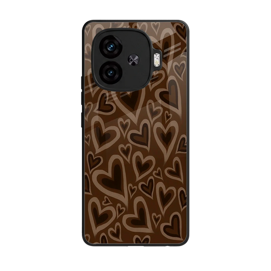 Toasty Brown Hearts back phone cover | glass case for iqoo neo 10r 5g