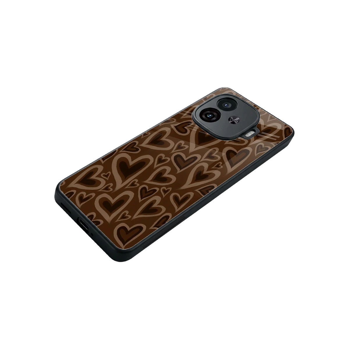 Toasty Brown Hearts stylish phone case for iqoo neo 10r 5g | glossy glass and slim fit