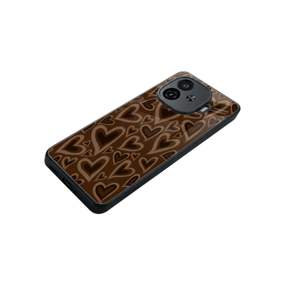 Toasty Brown Hearts stylish phone case for iqoo neo 10r 5g | glossy glass and slim fit