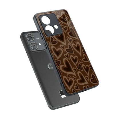 Toasty Brown Hearts sleek motorola edge 40 neo 5g cover with tempered glass back and TPU edges