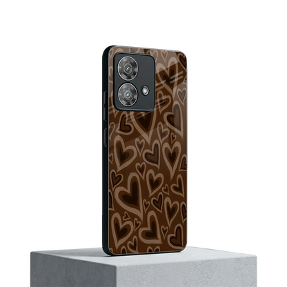 Toasty Brown Hearts motorola edge 40 neo 5g mobile cover | shockproof glass phone case