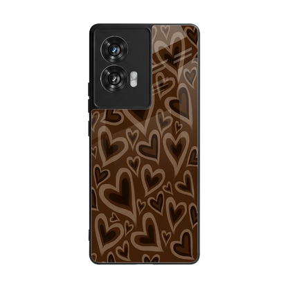 Toasty Brown Hearts back phone cover | glass case for motorola edge 50 fusion