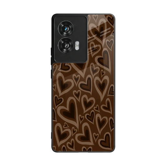 Toasty Brown Hearts back phone cover | glass case for motorola edge 50 fusion