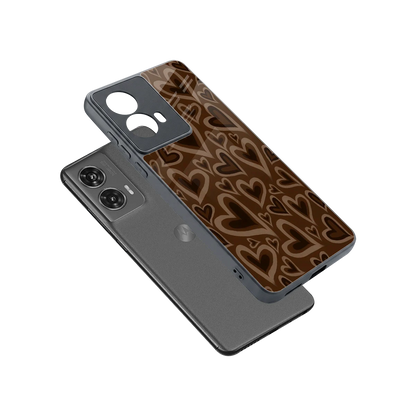 Toasty Brown Hearts sleek motorola edge 50 fusion cover with tempered glass back and TPU edges