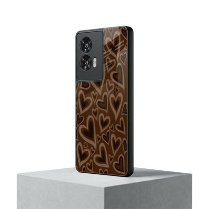 Toasty Brown Hearts motorola edge 50 fusion mobile cover | shockproof glass phone case