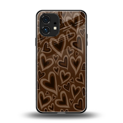 Toasty Brown Hearts back phone cover | glass case for nothing phone 1