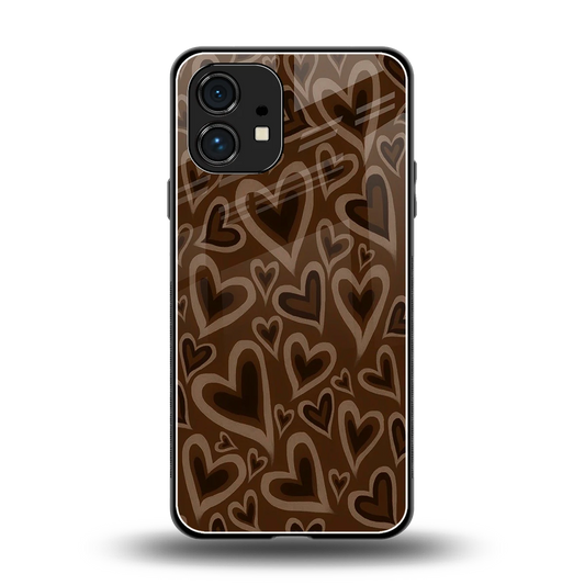 Toasty Brown Hearts back phone cover | glass case for nothing phone 1