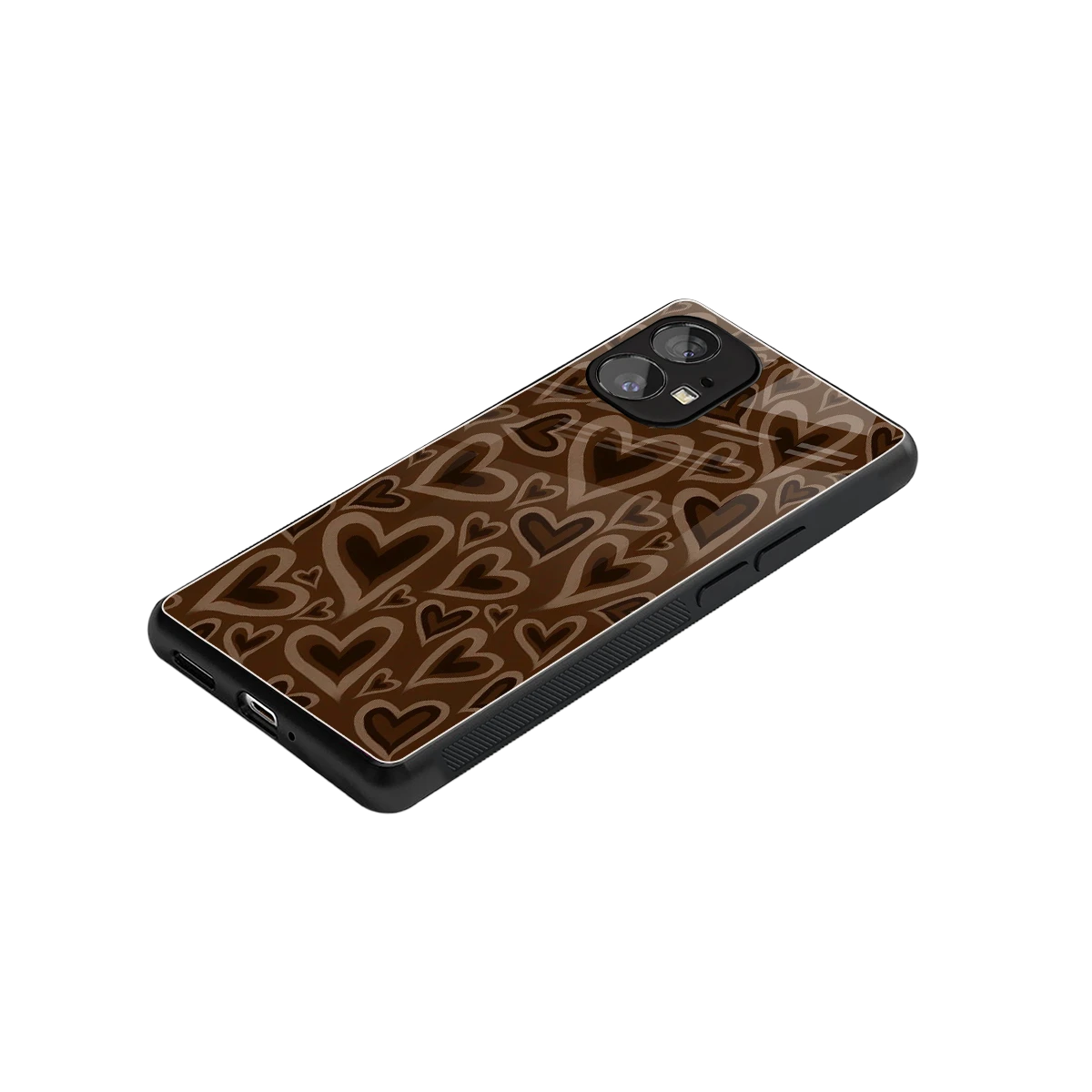 Toasty Brown Hearts stylish phone case for nothing phone 1 | glossy glass and slim fit
