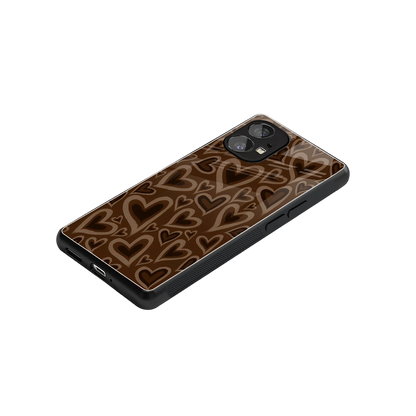 Toasty Brown Hearts stylish phone case for nothing phone 1 | glossy glass and slim fit