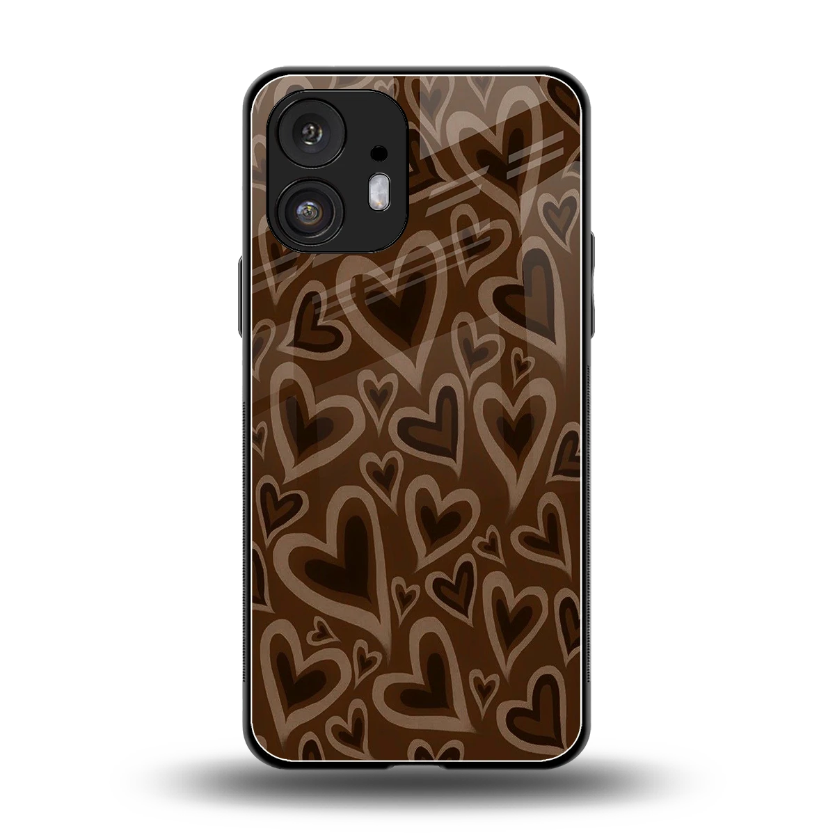 Toasty Brown Hearts back phone cover | glass case for nothing phone 2