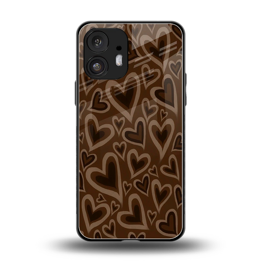 Toasty Brown Hearts back phone cover | glass case for nothing phone 2