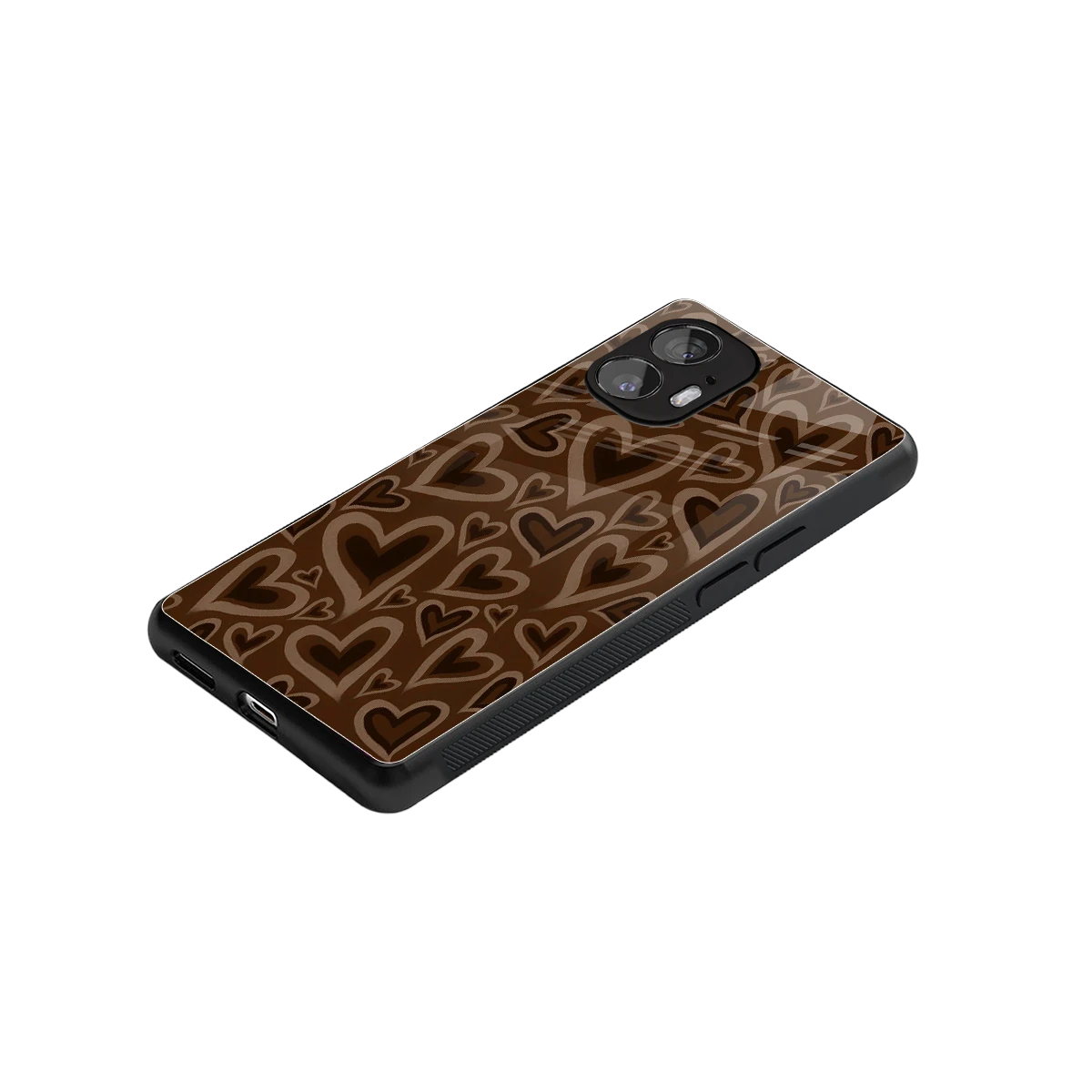 Toasty Brown Hearts stylish phone case for nothing phone 2 | glossy glass and slim fit