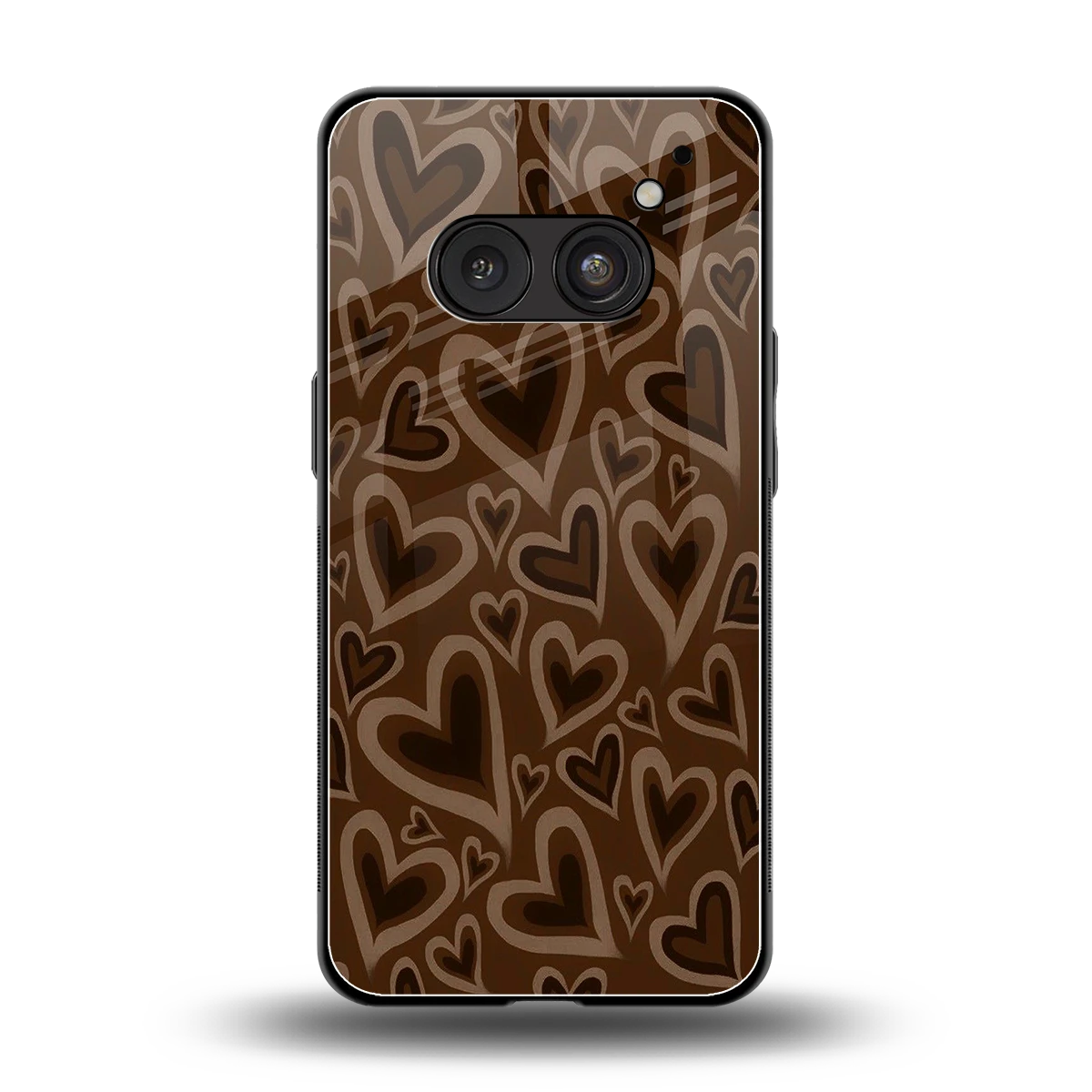 Toasty Brown Hearts back phone cover | glass case for nothing phone 2a plus