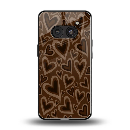 Toasty Brown Hearts back phone cover | glass case for nothing phone 2a plus