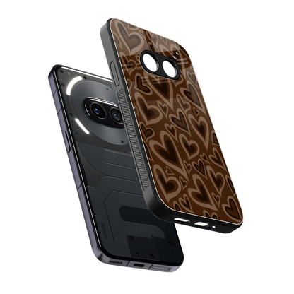 Toasty Brown Hearts sleek nothing phone 2a plus cover with tempered glass back and TPU edges