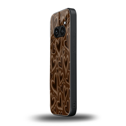 Toasty Brown Hearts nothing phone 2a plus mobile cover | shockproof glass phone case