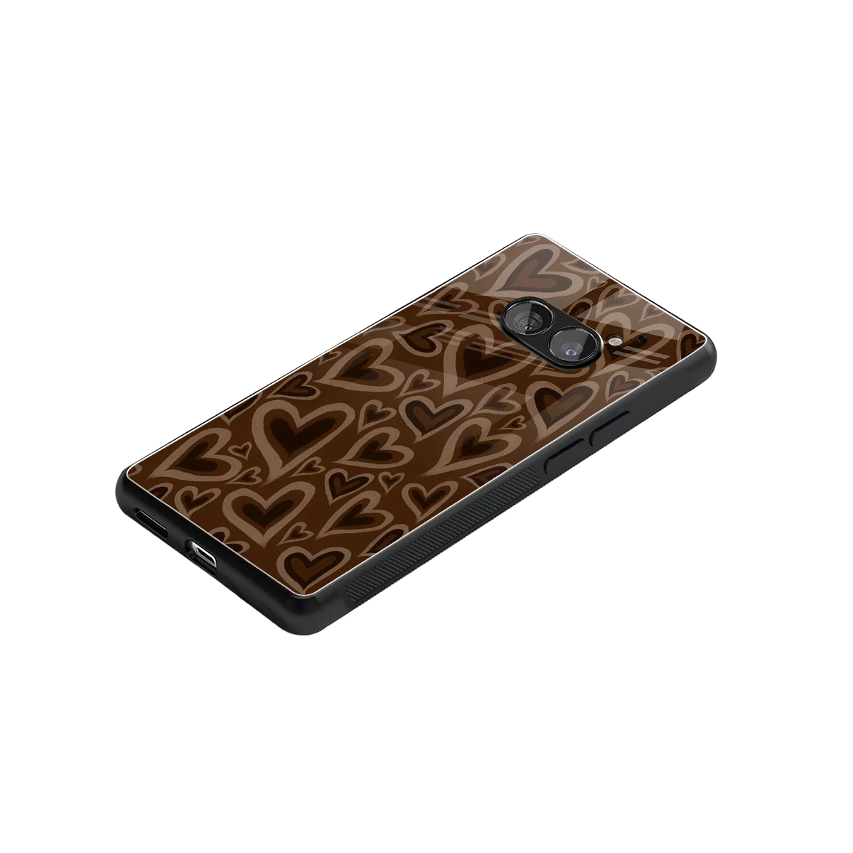 Toasty Brown Hearts stylish phone case for nothing phone 2a | glossy glass and slim fit