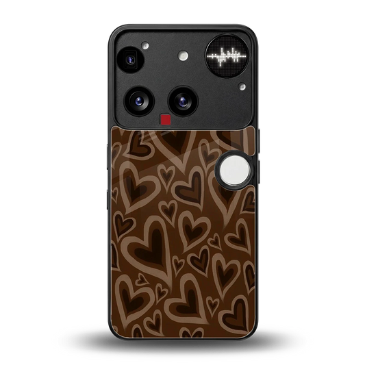 Toasty Brown Hearts back phone cover | glass case for nothing phone 3