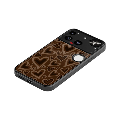 Toasty Brown Hearts stylish phone case for nothing phone 3 | glossy glass and slim fit