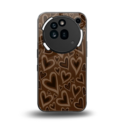 Toasty Brown Hearts back phone cover | glass case for nothing phone 3a pro