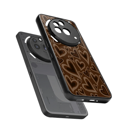 Toasty Brown Hearts sleek nothing phone 3a pro cover with tempered glass back and TPU edges