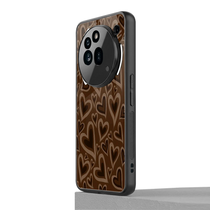 Toasty Brown Hearts nothing phone 3a pro mobile cover | shockproof glass phone case