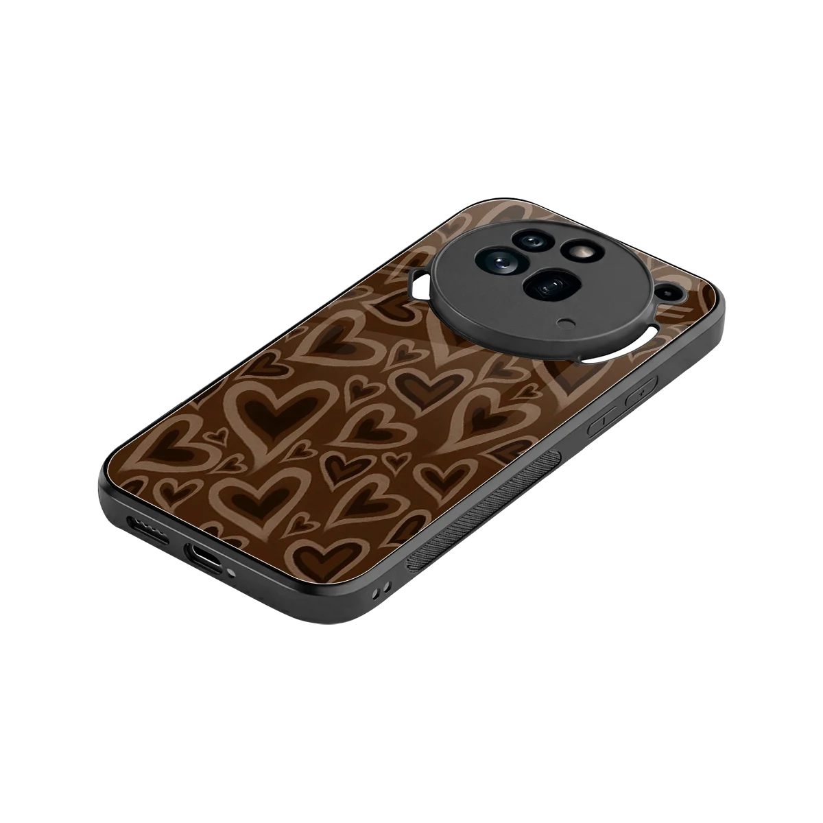 Toasty Brown Hearts stylish phone case for nothing phone 3a pro | glossy glass and slim fit