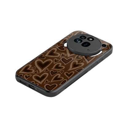 Toasty Brown Hearts stylish phone case for nothing phone 3a pro | glossy glass and slim fit